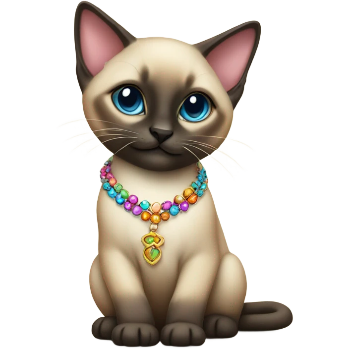 Siamese kitten wearing necklace emoji