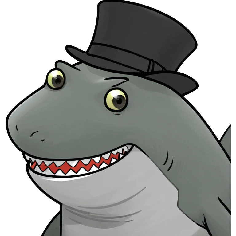 Shark with a top hat emoji