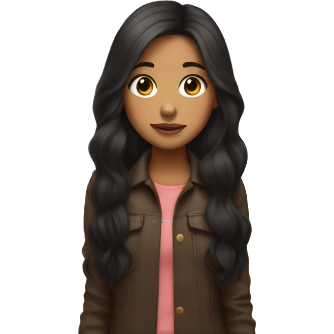 brune girl with big cheeks and long hair and small black mini pincher  emoji