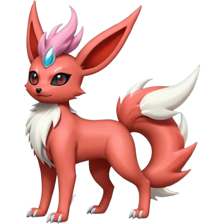 Pastel iridescent exotic colorful Darkrai-Scizor-Flareon-fusion with a Mohawk  emoji