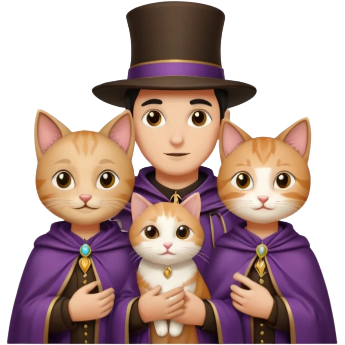 magician couple and their pet cat emoji