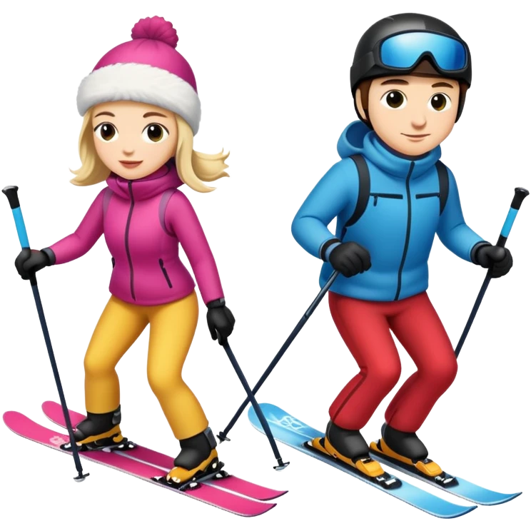Man and woman skiing emoji