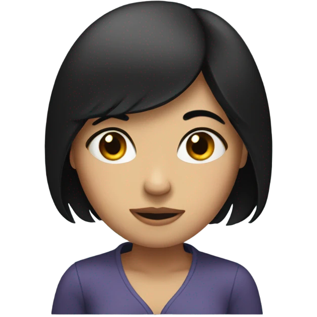 black hair woman shy emoji