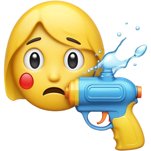 sad emoji with water gun pointing directly at its own head emoji