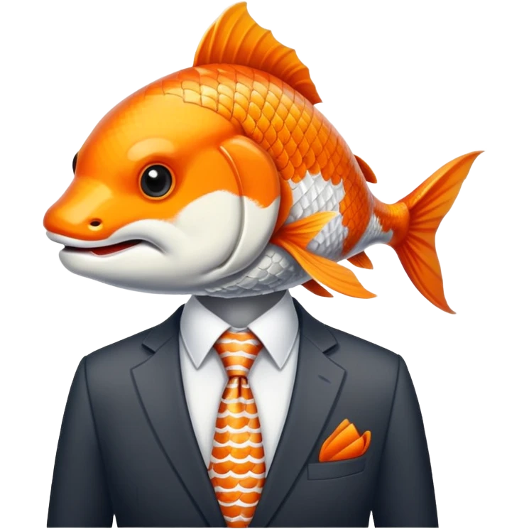 koi fish wearing business suit emoji
