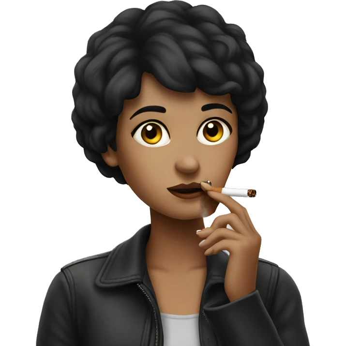 Dark haired girl smoking a cigarette  emoji