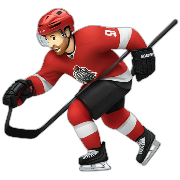 hockey player wearing red emoji