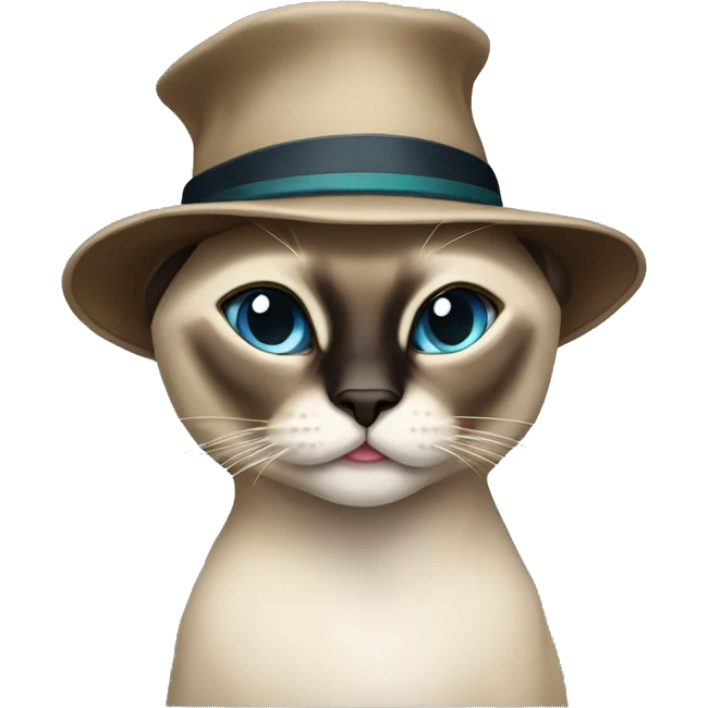 Siamese cat with hat emoji
