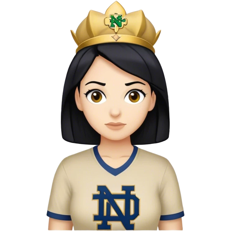 A mom with black hair, dark brown eyes, and wearing a noter dame shirt  emoji