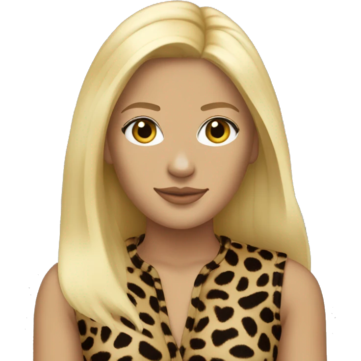 jumpsuit leopard print, blonde straight hair emoji