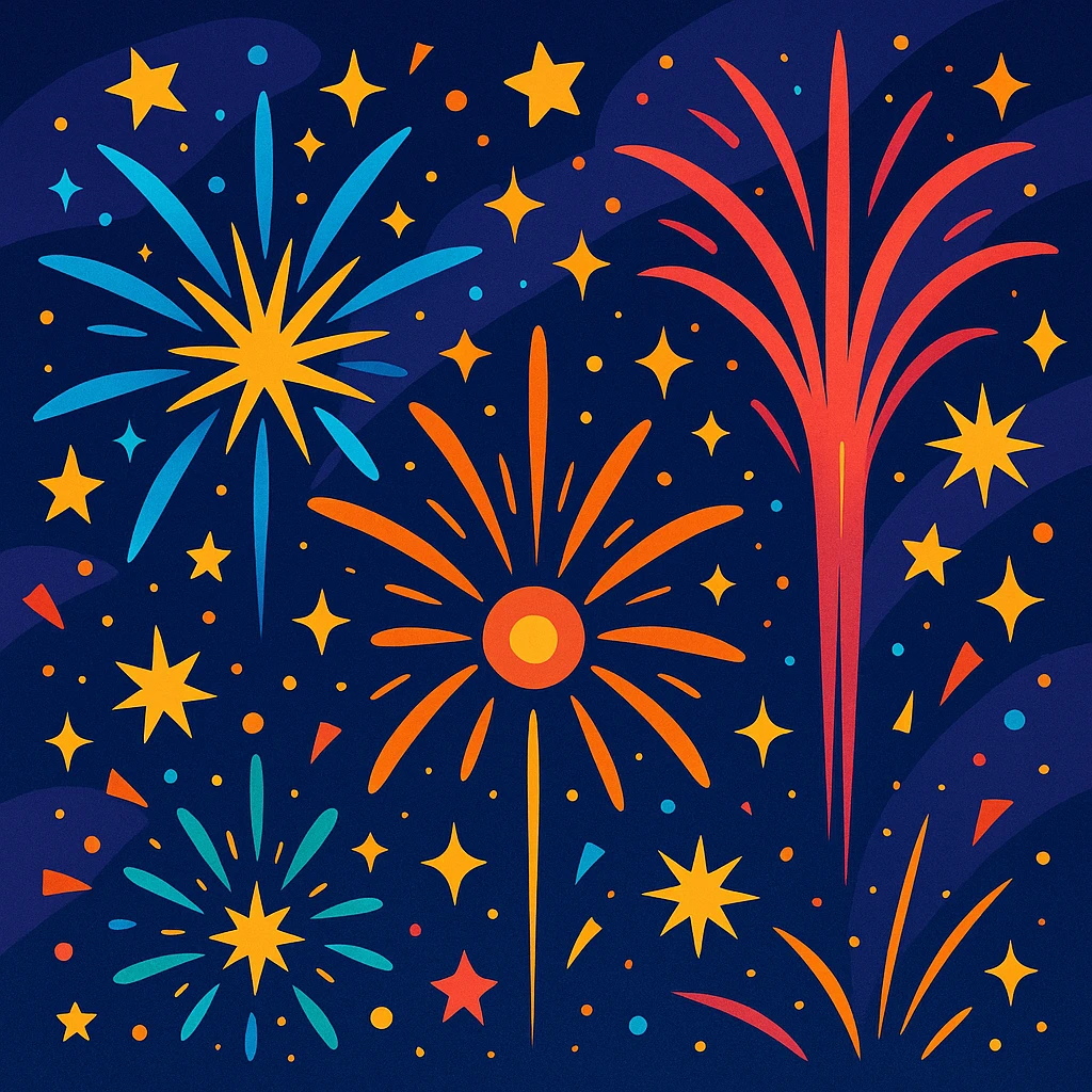 magic fireworks, vibrant, sparkling, fantasy style emoji