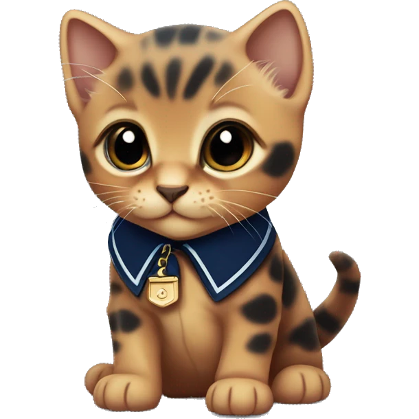 Cute tiny tortoise shell kitten with navy blue collar emoji