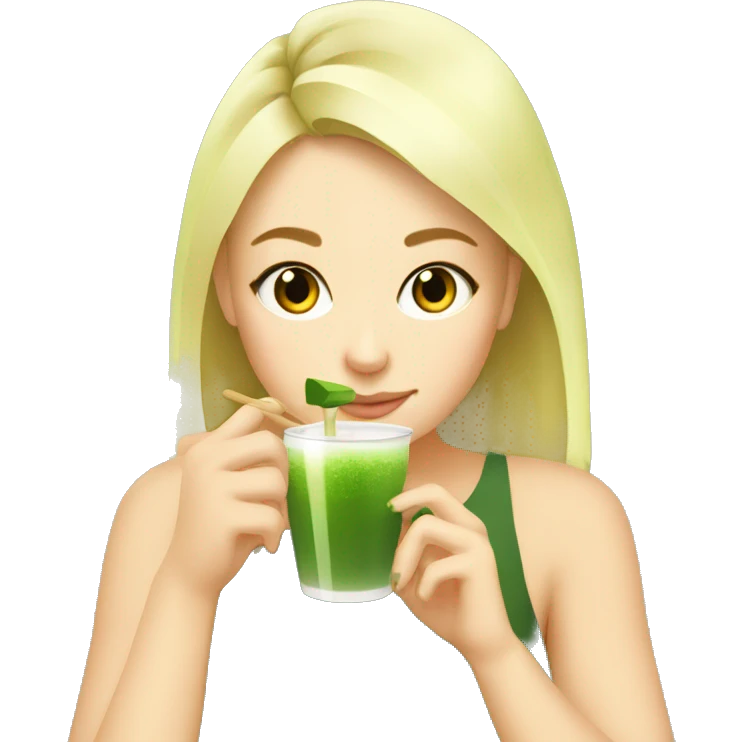Blonde Girls drinking Matcha at the Matcha Hub emoji