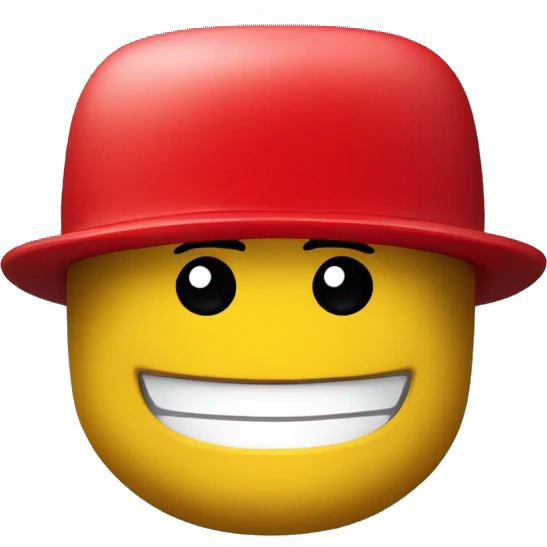 Lego smiling face with red hat emoji