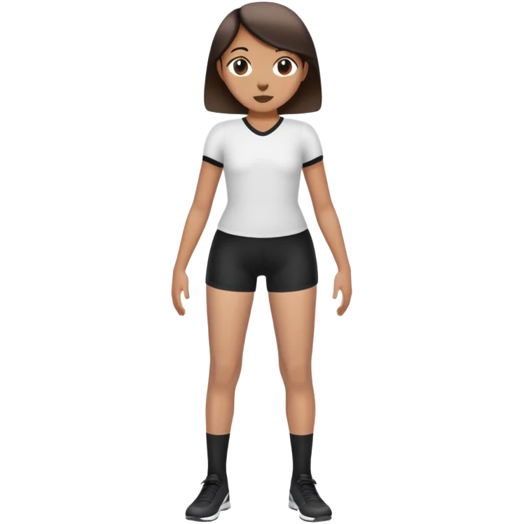 person standing with legs apart, wearing three-point shorts and black pantyhose emoji