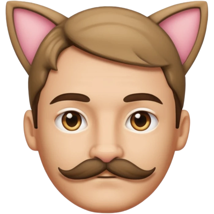 Man with mustache wearing cat ears emoji