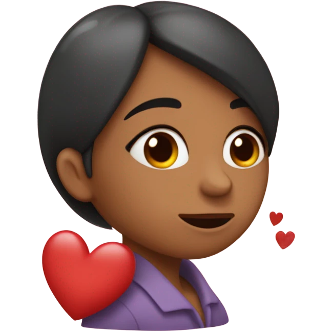 Una Mujer dandole un besi a otra con un corazon arriva de ambas cabezas  emoji