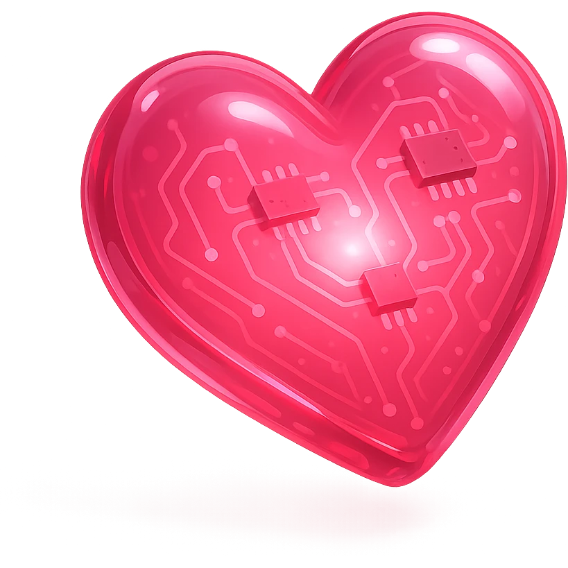 a vibrant pink heart, glowing with energy, cheerful and inviting emoji