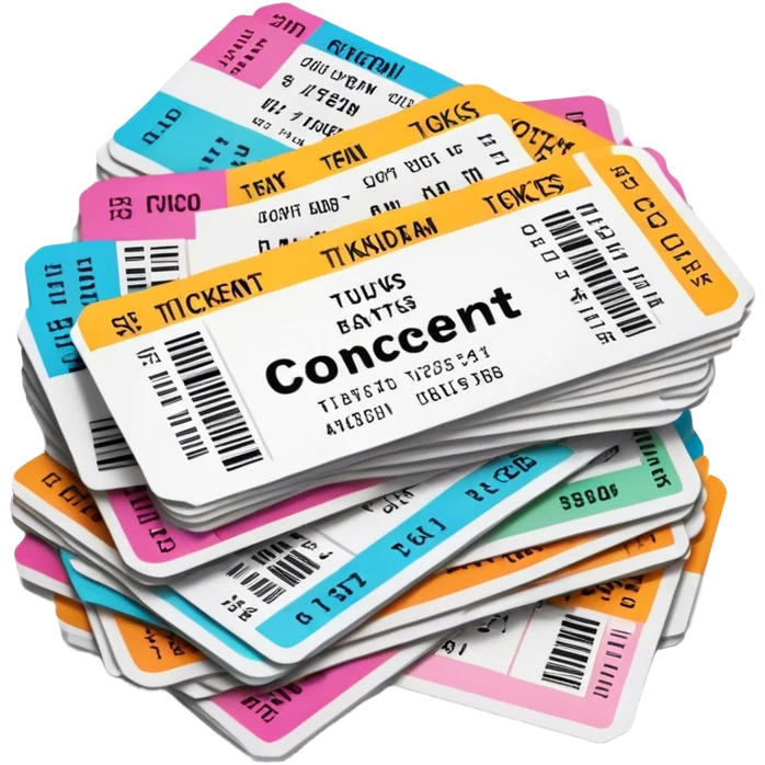 thousands of concert tickets stacked up emoji