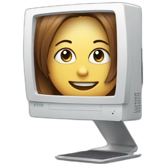 Computer with the splitted screen on it and a video call emoji