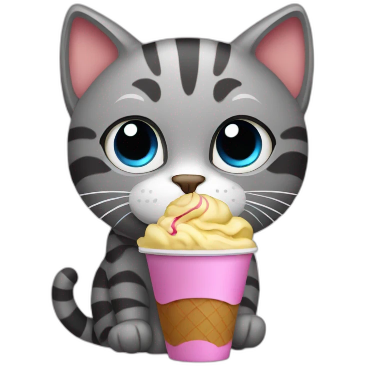 cat eating ice cream and holding coffee emoji