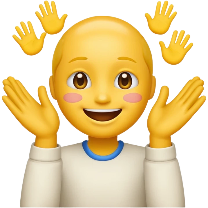 Face with person giving themselves a high five. use the standard yellow emoji with hands should be touching with visual showing a clap emoji