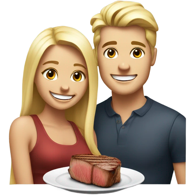 20 year old Blonde couple eating steak emoji