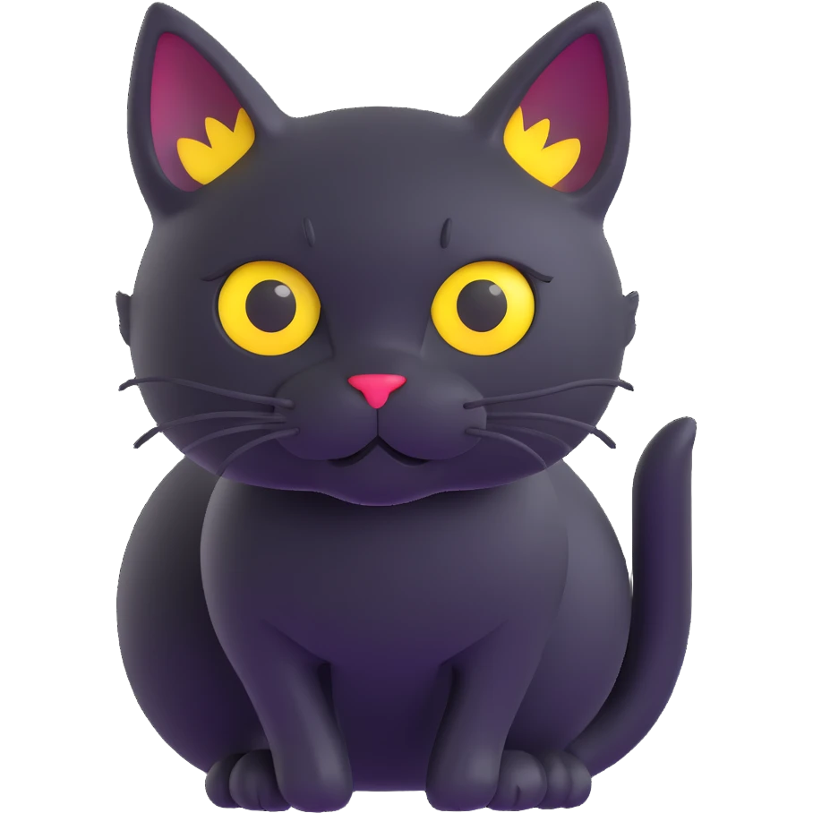 small black cat with yellow eyes emoji