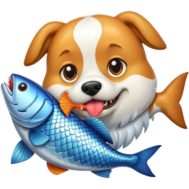 Dog eat fish emoji