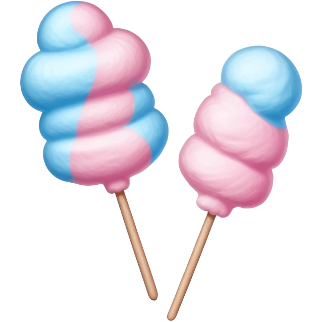 Pink and blue fluffy cotton candy on a stick emoji