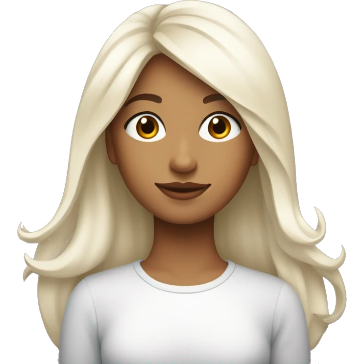Jeune fille cheveux noir long tête un peu ronde peau blanche  emoji