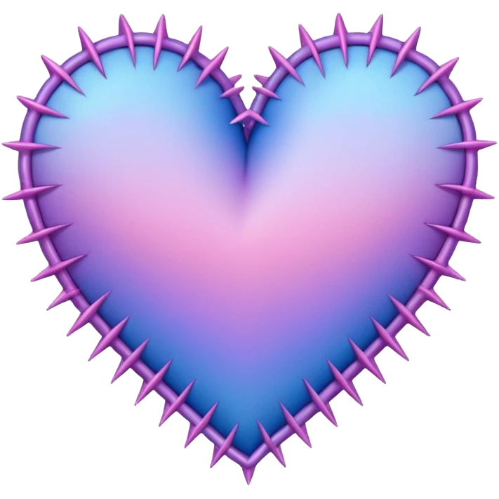 Stitched thorny wired pastel pink-violet-blue-gradients heart emoji