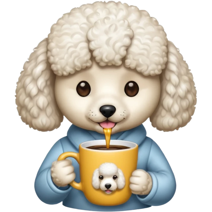 Poodle with coffee emoji