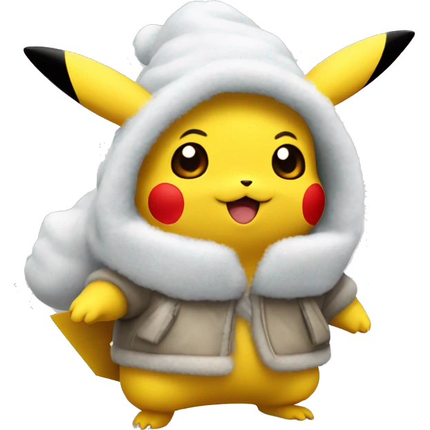 Pikachu wearing snow coat emoji