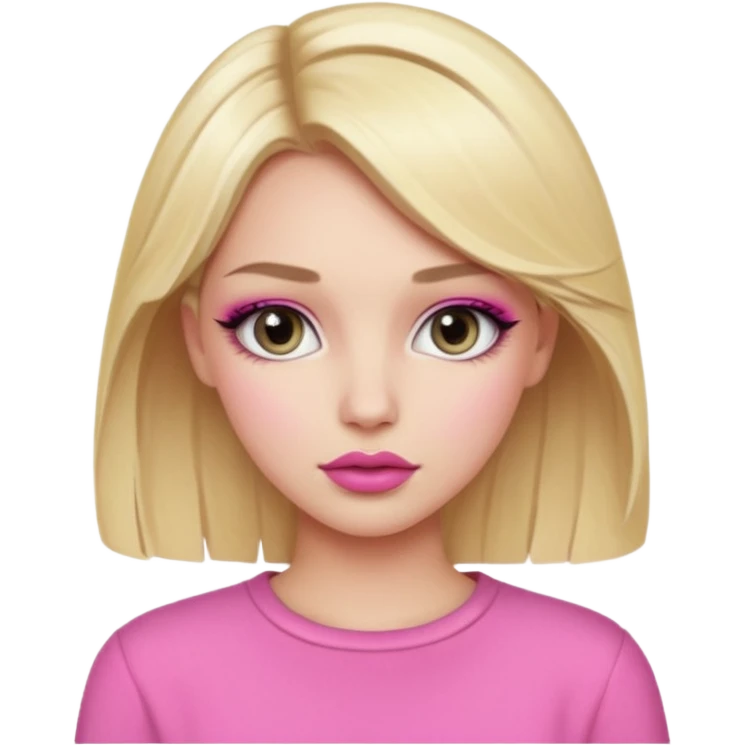 blonde girl, pink clothes, trendy heavy makeup emoji