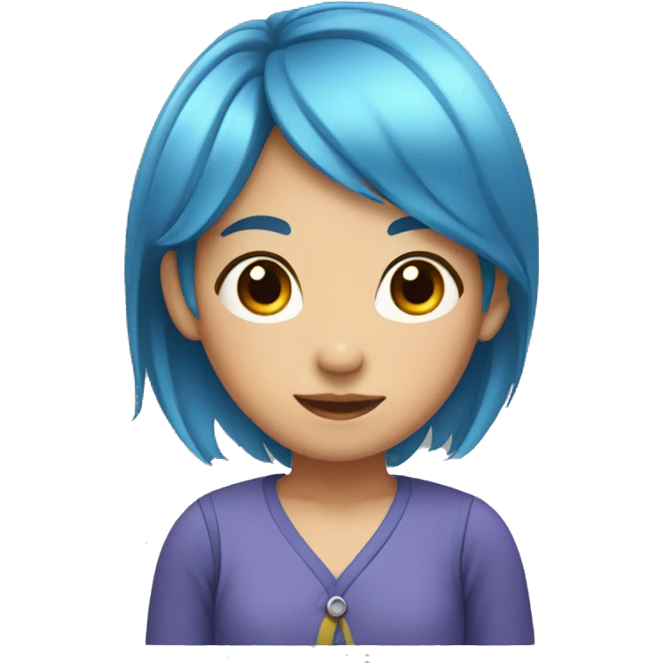 Asian girl with blue hair and pronouns emoji