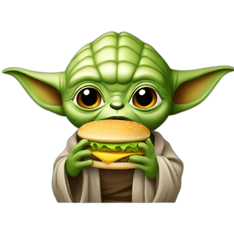 Yoda eating hamburger emoji