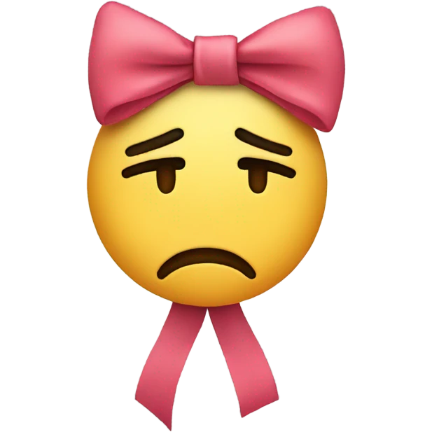 sad face with a bow emoji