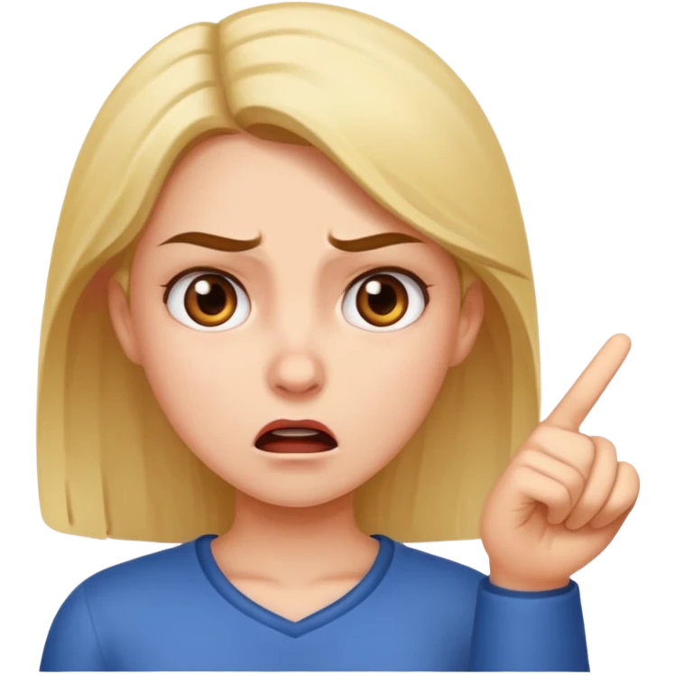 girl explaining sth is angry emoji