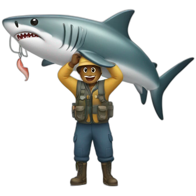 fishermen catching a shark emoji