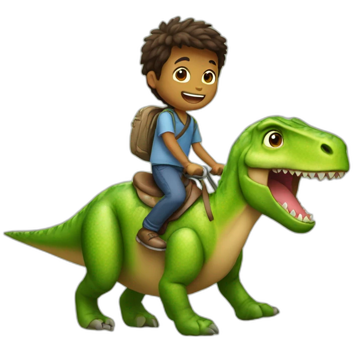 Boy riding dinosaur emoji
