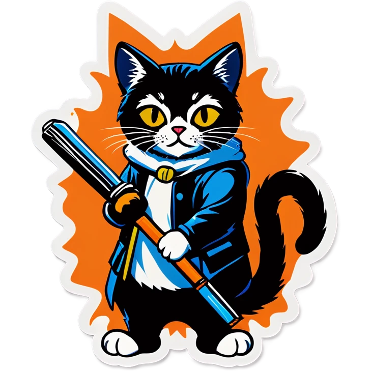 Cat with Academic weapon text emoji