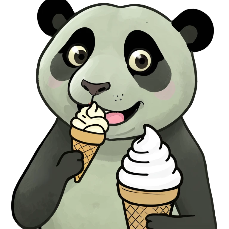 Panda eating ice cream emoji