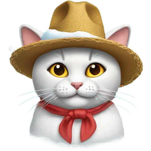 Gato con un sombrero de nieve emoji