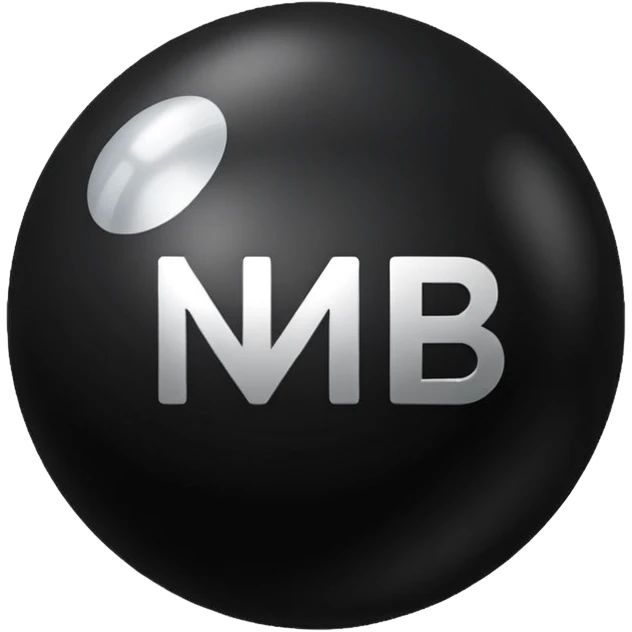 Black Ball with MB written on in the middle of it. Nothing else no holes or anything. emoji