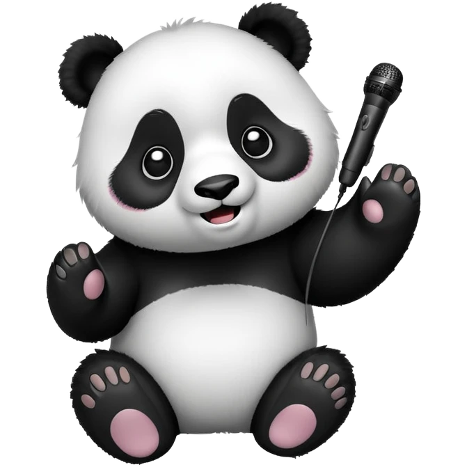 panda doing karaoke emoji