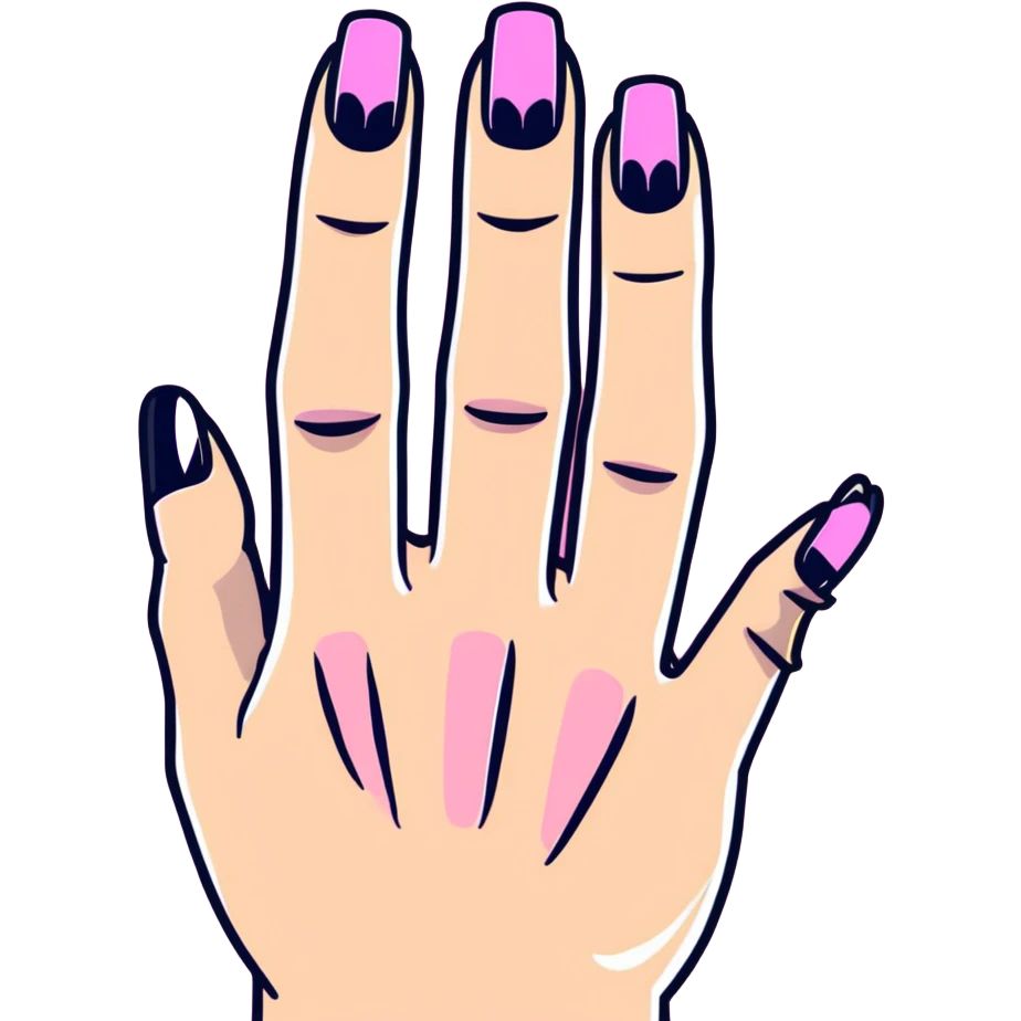 hand with 5 fingers, pink gothic nails emoji