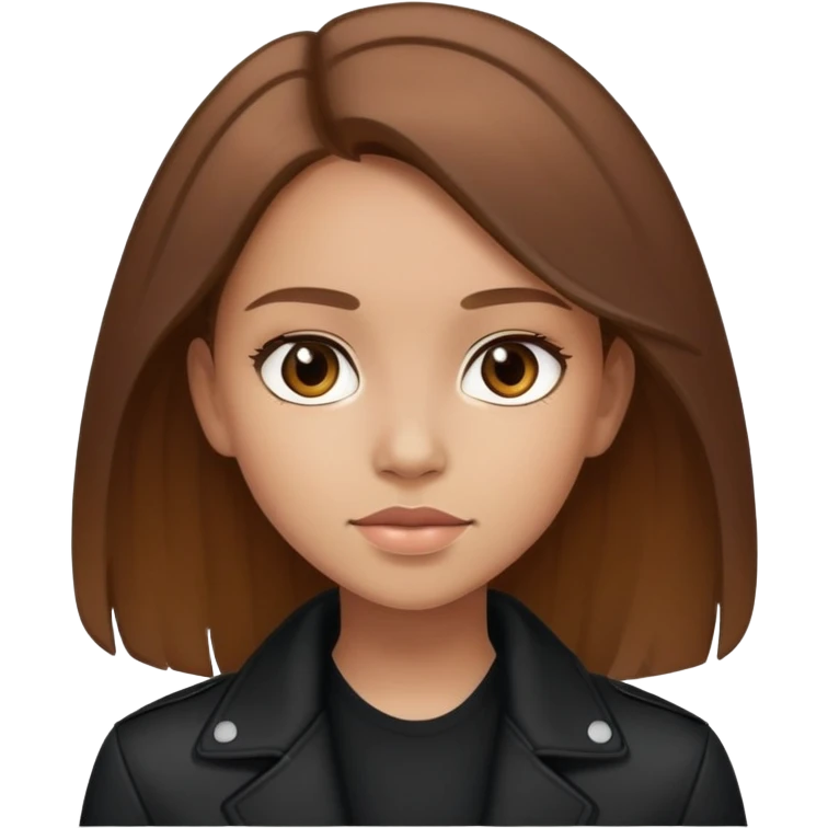Light-skinned girl with brown hair wearing black jacket emoji
