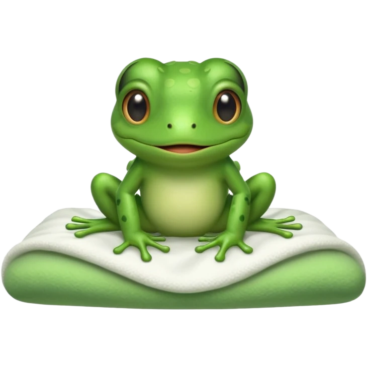 cute baby frog on bed emoji