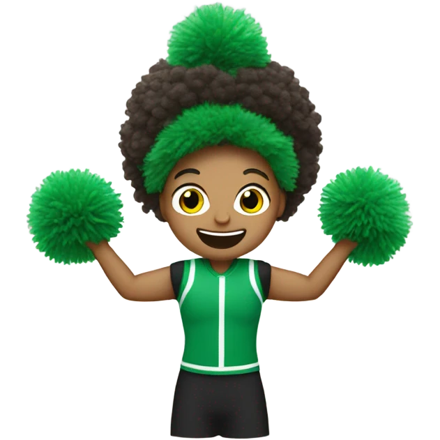 Cheerlecding with green Pom poms emoji